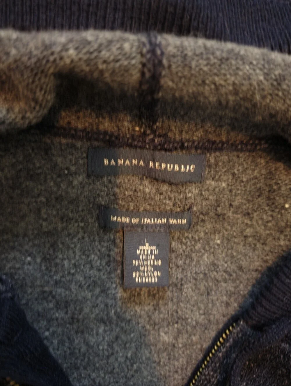 Banana Republic Women’s Wool Blend Full Zip Hoodie Sweater Navy Size Large